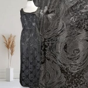 Vintage 60s Jacquard Cocktail Formal Maxi Dress Size 6 Black Fitted Bombshell